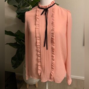 Stradivarius Pink Ruffled Long Sleeve Blouse